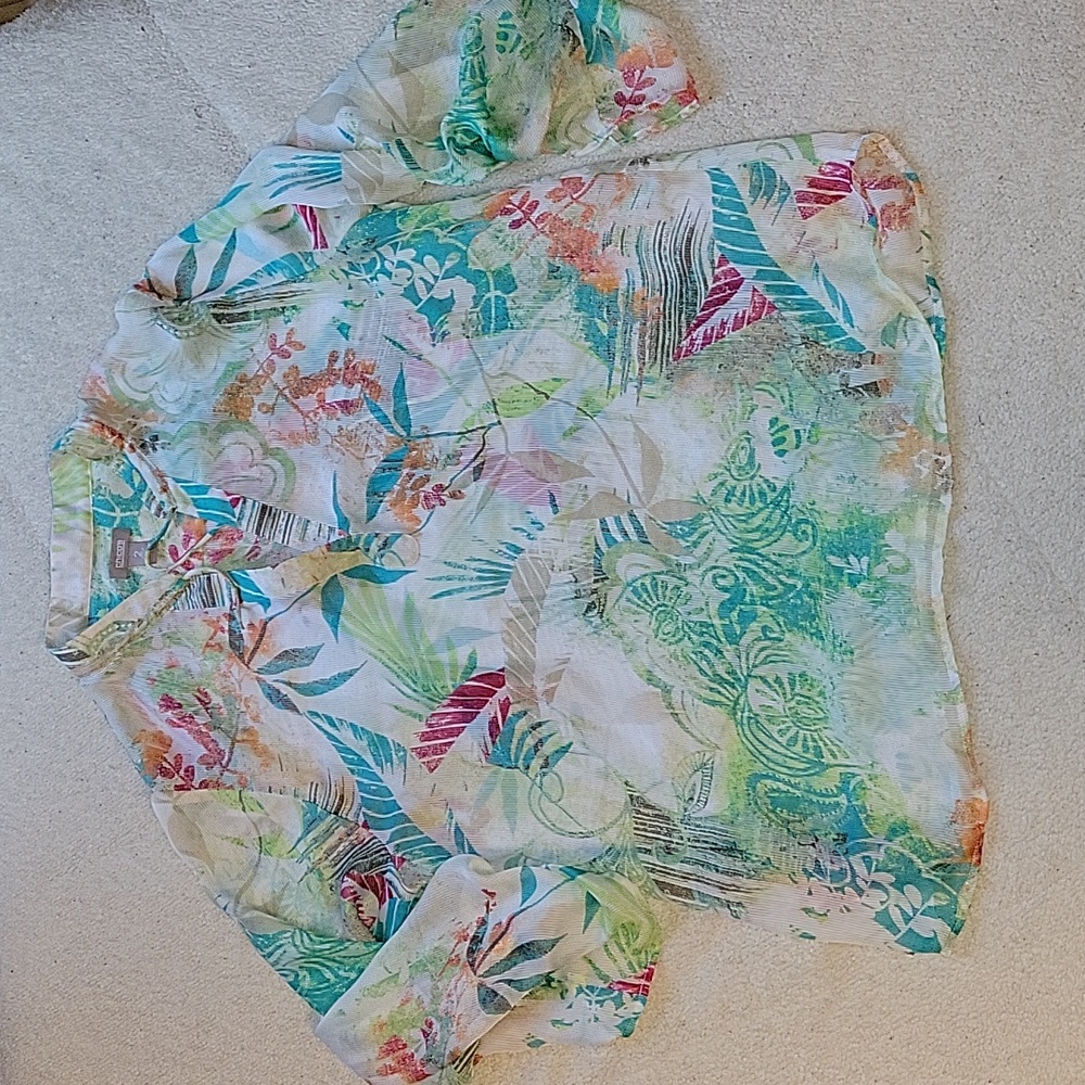Chico's Women's Plus size Polyester Beautiful Tropical Blouse Size Xl